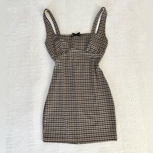 Windsor Black and Tan Checkered Mini Dress